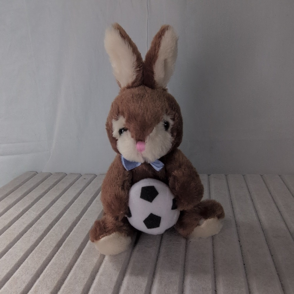 Dan Dee Collector Rabbit Plush Medium 8-10 in with Soccer Ball